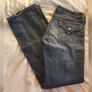 Vigoss Vtg Y2K Size 7 Women's Blue Bootcut Flare Stretch Jeans Distressed EUC